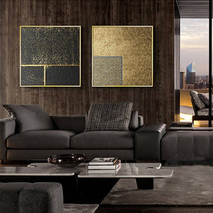 Abstract Rustic Gold Modern Square Texture Canvas