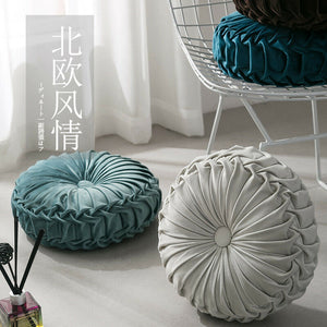 Velvet Pleated Round Cushion