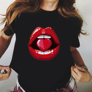 Red Lips Print T-Shirt