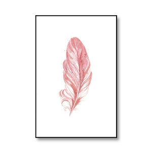 Blush Pink Wall Art Feather Canvas