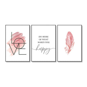 Blush Pink Wall Art Feather Canvas