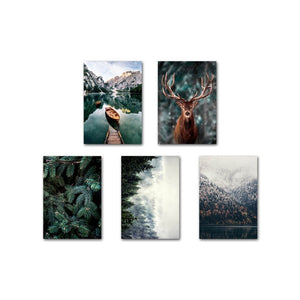 Nordic Fog Forest Deer Canvas