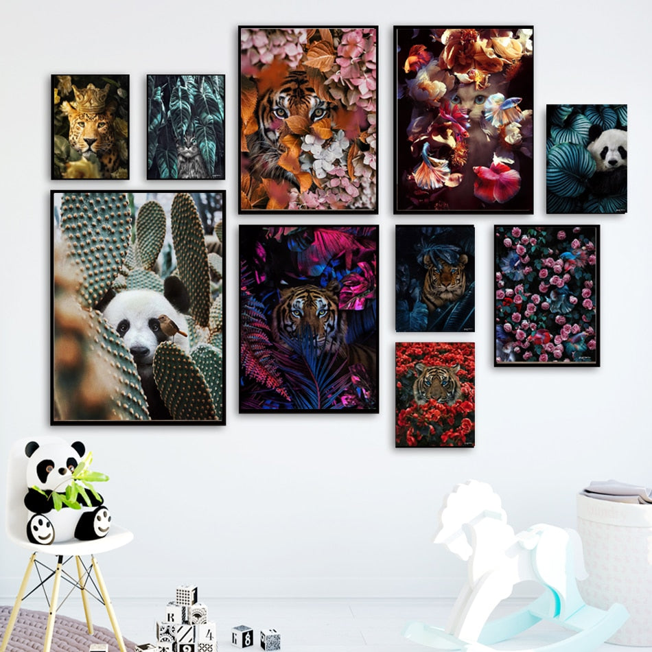 Abstract Animals Wall Art Canvas Painting