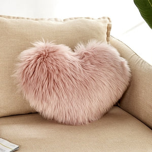 Heart Shaped Faux Fur Decorative Cushions