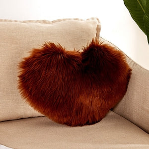 Heart Shaped Faux Fur Decorative Cushions