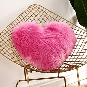 Heart Shaped Faux Fur Decorative Cushions