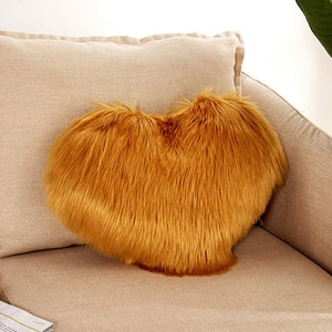 Heart Shaped Faux Fur Decorative Cushions