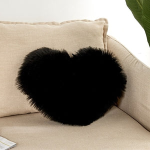 Heart Shaped Faux Fur Decorative Cushions