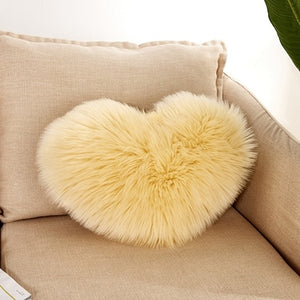 Heart Shaped Faux Fur Decorative Cushions