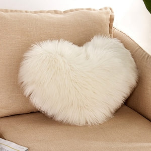 Heart Shaped Faux Fur Decorative Cushions