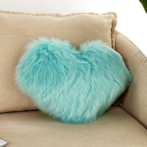 Heart Shaped Faux Fur Decorative Cushions