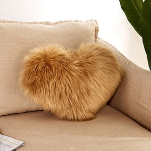 Heart Shaped Faux Fur Decorative Cushions