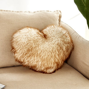 Heart Shaped Faux Fur Decorative Cushions