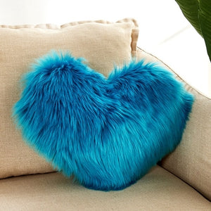 Heart Shaped Faux Fur Decorative Cushions