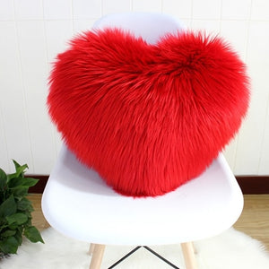 Heart Shaped Faux Fur Decorative Cushions